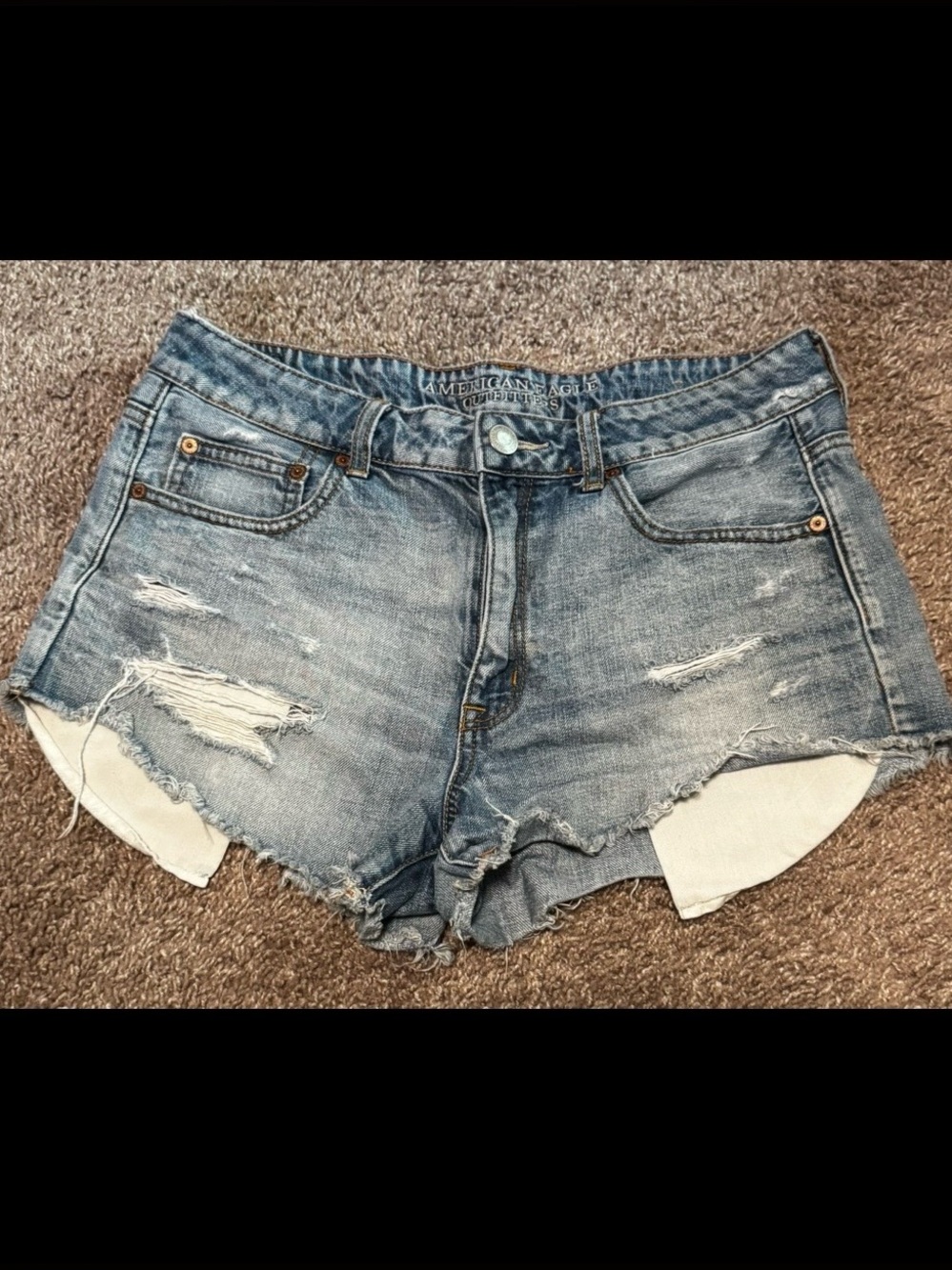 American Eagle Size 12 Women’s “Hi-Rise Festival” Light Blue Denim Shorts